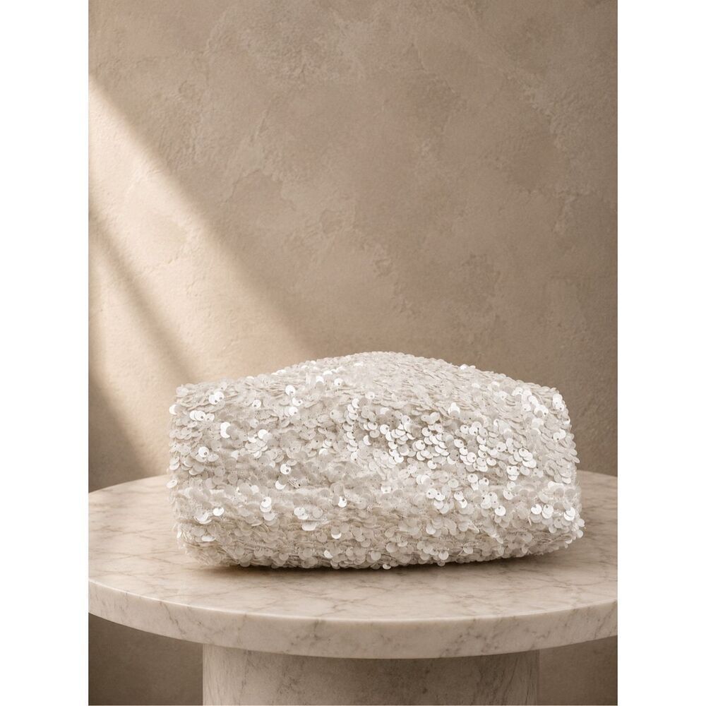 Anthropologie Paillette Sequin Mini Tote Bag White NWT - Picture 4 of 5